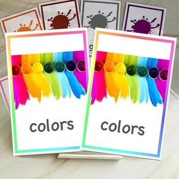 12pcs Montessori pentru Copii de Învățare limba engleză Cuvântul Carduri de Culoare Flash, Carduri de Memorie Jocuri, Jucării Educative Pentru Copii Cartonașe