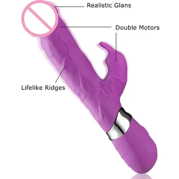 G-spot Rabbit Vibrator 10 Modul Reîncărcabilă de Mare Dildo Vibrator Dual Motors Clitoris Vagin Stimulator Jucărie Sexuală pentru Femei Cupluri