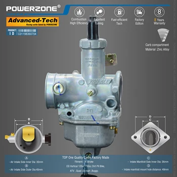 Powerzone Carburator PZ26 26mm CVK Accelerator Pompa de Carbohidrati Pentru CG Verticale 125cc-150cc Dirt Pit Bike,ATV-uri , Quad ,Du-te-kart ,Buggy