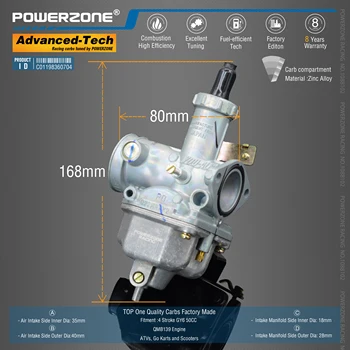 Powerzone Carburator PZ26 26mm CVK Accelerator Pompa de Carbohidrati Pentru CG Verticale 125cc-150cc Dirt Pit Bike,ATV-uri , Quad ,Du-te-kart ,Buggy