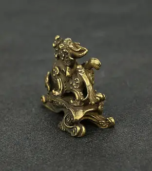 Colectie Chineză Alamă Sculptate Animale Unicorn kylin de bun augur nori Rafinat Mici, Statuia Cadou
