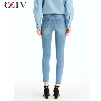 RZIV talie inalta blugi pentru femei big stretch denim pantaloni skinny jeans casual culoare solidă slim jeans