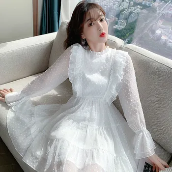 Elegant Fairy Rochie Femei, cu Maneci Lungi din Dantela Sifon Rochie de Designer Casual franceză coreeană Rochie Mini de Îmbrăcăminte pentru Femei Toamna anului 2020