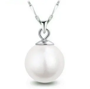 Fierbinte vinde de înaltă calitate 12mm Coajă perla & argint 925 doamnelor pandantiv coliere bijuterii picătură de transport maritim cadou de ziua de nastere
