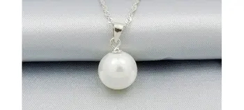 Fierbinte vinde de înaltă calitate 12mm Coajă perla & argint 925 doamnelor pandantiv coliere bijuterii picătură de transport maritim cadou de ziua de nastere