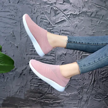 2019 Nou De Sex Feminin Vulcanizat Pantofi Casual Femei Adidași Doamnelor Alunecare Pe Pantofi Plat Plasă Formatori De Mers Pe Jos De Încălțăminte Zapatos Mujer