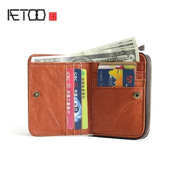 AETOO retro Original pentru bărbați din piele scurte verticale portofel piele barbati portofel din piele moale geantă bărbați de portofel tineret