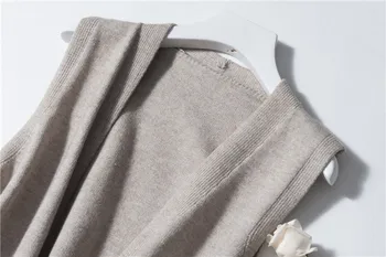 Femei Vesta Vintage Veste Toamna Cardigan 2018 Tricot De Bumbac Buzunare Moale Confortabil Solidă Fără Mâneci Vrac Vesta Tricotate