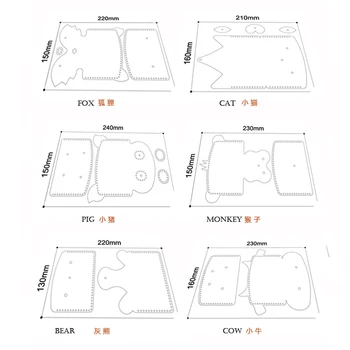 10sets/lot Mixt Design Drăguț Animale de Design din Pvc DIY Manual din Piele Ambarcațiuni Suport Card Model Cusut Model de Bord