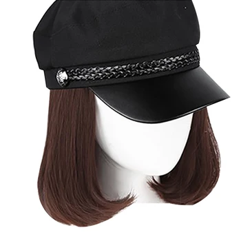 Femei Elegante Bob Drept Scurt Peruca Peruca Extensie de Păr cu Capac Conecta în mod Natural Pălărie Peruca Reglabil