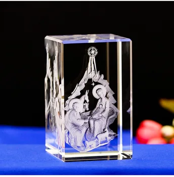 6 Tipuri Creștin Catolic Isus Portret de Cristal, Ornamente Creative 3D Laser Gravare Cub de Acasă Decorare Accesorii Moderne