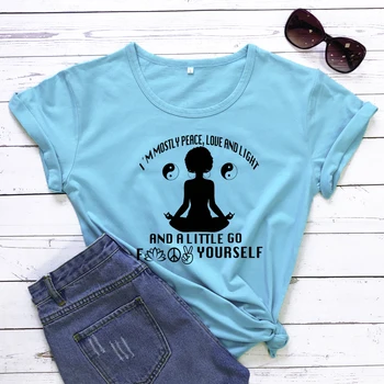 Eu sunt cea mai mare parte de Pace, Dragoste Și Lumină tricou Amuzant Femei Yoga Antrenament Tricou Casual, de Vară O-Gât Grafic Hippie Top Tee Shirt