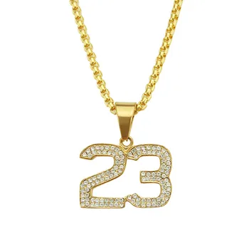 Mari Bărbați de Cristal Hip Hop Legenda Baschet Numărul 23 Coliere Bling Cubanez de Aur Lanț Colier Bijuterii Pentru Barbati