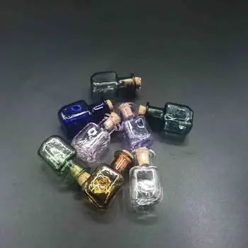 Colorate Pătrat Mic Flacon de Sticlă Plută Flacon Plutitoare Farmece DIY Colier Ulei de Parfum Pandantiv Mic Flacon de Sticlă Mini Borcane 20buc