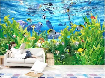 Personalizate 3d Murală Tapet Modern pe lume Frumoasă subacvatice pește plante Tapet Living Pictura 3D