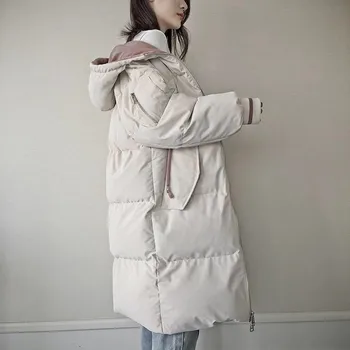 Jos Căptușit Jacheta de Iarna pentru Femei 2020 Nou Versiunea coreeană Liber Casual de Lungime medie Îngroșat Culoare Solidă cu Gluga Captusit Haina