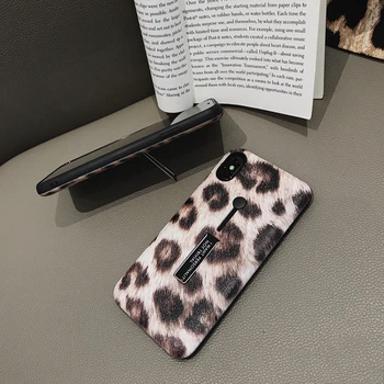 Moda Leopard de Imprimare de Pluș slab Telefon Caz Pentru iphone 8 Plus de Cazuri XS Max XR X 6 7 Plus XS Moda Inel de Sta Mata Hard Cover