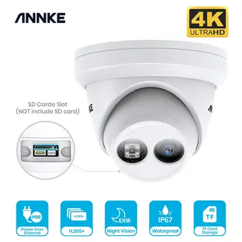 ANNKE 1BUC 4K Ultra HD POE IP Security Camera de 8MP Piscină de Interior Impermeabil Rețea Dom EXIR Viziune de Noapte Alertă e-Mail CCTV Kit