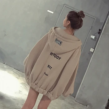 Calde de Iarnă pentru Femei Scrisoare de Imprimare Kpop Hoody Jacket de sex Feminin Harajuku Hanorace Groase Versiunea coreeană Haina 2019 Jachete Jacheta
