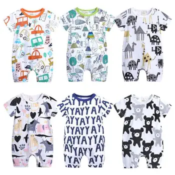 Nou-născuți Haine pentru Copii 0 3 Luni Bumbac Copilul baietel Romper 0-12M bebe Salopeta de Desene animate de Scurt-maneca Băieți, Pijamale