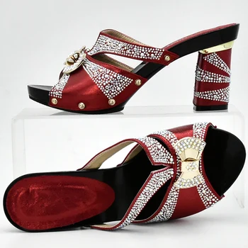 Cele mai recente Culoare Roșie italiană Doamnelor Pantofi și Geantă de Seturi Decorate cu Stras din Africa de Potrivire Pantofi si Genti italiene La Femei