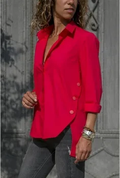 Noi Casual Vrac Solide Neregulate Bluza Pentru Femei de Moda Toamna Turn-Down Guler Topuri cu Maneci Lungi Femei Plus Dimensiune S-5XL Tricouri