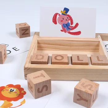 Lemn de Ortografie Joc de Cuvinte pentru Copii Jucarii pentru Copii de Formare de memorie de Învățare Jucarii din Lemn de Învățământ Devreme Educație Montessori Jucărie