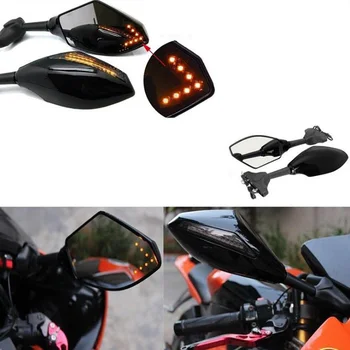 Universal Moto cu LED-uri de Semnalizare Indicatori Motocicleta Retrovizoare Oglinzi Laterale Retroviseur Pentru Honda, Suzuki, Kawasaki, Ducati