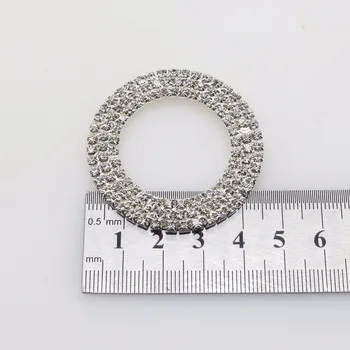 10buc 52mm Rodless Trei Rând în Formă de Rotund Stras Catarama Diamante de Cristal Slider Rotund Cerc Invitatie de Nunta card D