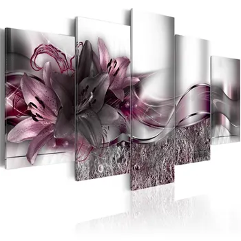 5 Piese Abstract Panza Pictura Avere de Lux Lilieas Floare Poster Flori Violet Arta de Perete Imagini pentru Dormitor Decor Acasă