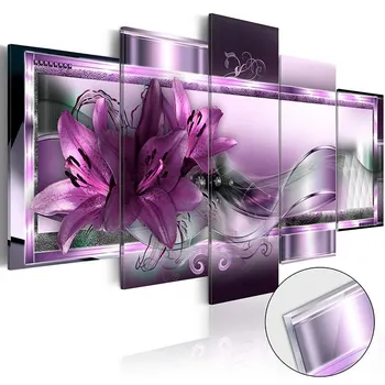 5 Piese Abstract Panza Pictura Avere de Lux Lilieas Floare Poster Flori Violet Arta de Perete Imagini pentru Dormitor Decor Acasă