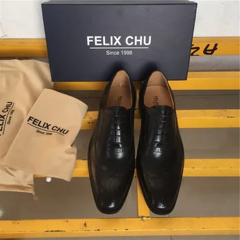 2019 Luxury Mens Brogue Oxford din Piele Maro Dantela-Up Barbati Pantofi Rochie Stil Britanic Birou de Afaceri Formale Pantofi pentru Bărbați