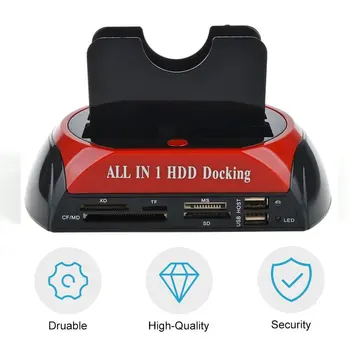 Multifunctional HDD Stație de Andocare Dual USB 2.0, 2.5/ 3.5 Inch IDE SATA HDD Extern Cutie de Hard Disk Cabina de Cititor de Card