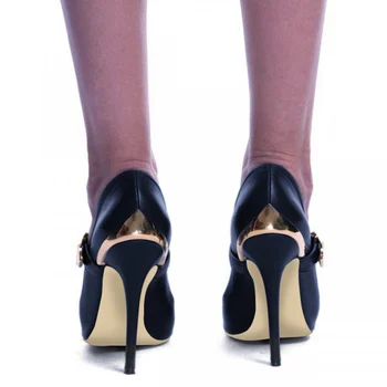 Albastru și Auriu din Piele Femeie Tocuri Metalice Stilet Tocuri de 12cm Epocă Pompe de Mary Jane pentru Femei Pantofi Office Pantofi Pompe Dimensiunea 43