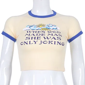 Femei cu Maneci Scurte Rotund Gat Scrisoare de Imprimare T-shirt de Vară de sex Feminin Pulover Subțire de Bază Topuri Scurte