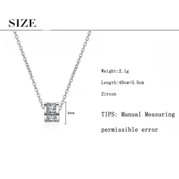 ANENJERY Argint 925 Simplu Vânzare Fierbinte Negru Zircon Pandantiv Mic Clavicula Chian Colier Colier collares S-N275