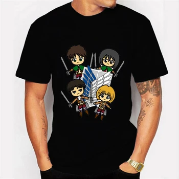 Atac pe Titan Print Barbati Tricouri Unisex Maneca Scurta din Bumbac Tricou Hip Hop T-shirt Anime Streetwear Top de Vara Tricouri Tricouri