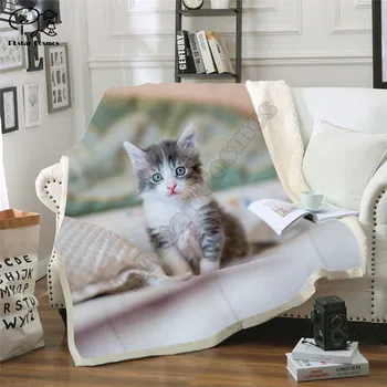 Model pisica drăguț Fleece Pătură 3D full tipărite Portabil Pătură Adulți/copii Fleece Pătură picătură shippng stil -2