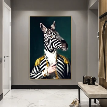 Nobil Girafa Într-Un Costum Portret de Artă Panza Picturi pe Perete Postere de Arta si Printuri de Domnul Girafa Canvas Wall Art Imagini
