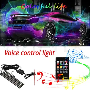 4buc 12V Auto Lumina de interior Lumina RGB LED Strip bandă 5 12 v Muzica/IR/APP de Control Auto Decorative Flexibil Kit de Ceață Lampa de neon cablu