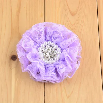 10buc/lot 3.5 Inch Vintage Lace Floare cu Perla Margele si Strasuri Aligator Clipuri de Păr Fete Ornamente U Alege Culoarea FC101