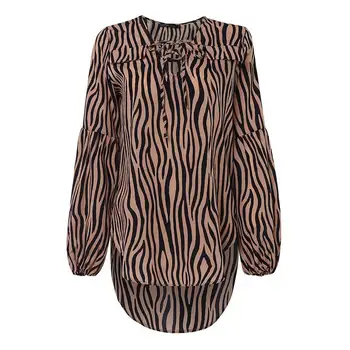 Celmia Femei Sexy V-neck Shirt Toamna Bluza 2021 Casual Felinar cu Maneci din Dantela-Up Model Zebra Munca Topuri Plus Dimensiune Blusas Mujer