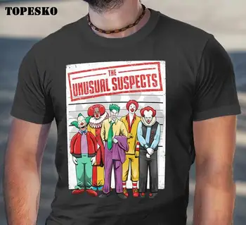 TOPESKO Vara Barbati din Bumbac Tricouri Neobișnuit Suspecți Joker Tipărite Harajuku Tricou Femei Maneci Scurte Topuri