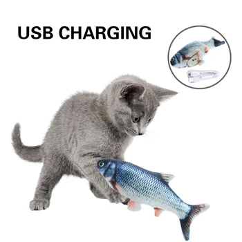 Pisica USB Pește în Mișcare Jucării Catnip Mestecați Jucării de Pluș Formă de Pește Umplut Perna Mesteca Muscatura de Pește Jucărie Flop Cat Datul Jucărie Catnip