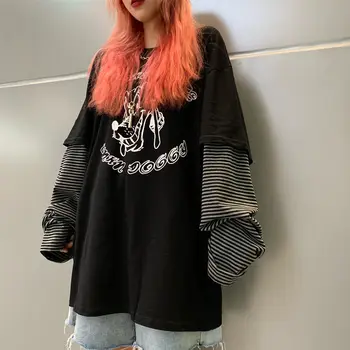 NiceMix Harajuku T-shirt Streetwear Hip Hop Toamna tricouri Barbati Femei Casual Tricou cu Maneca Lunga Tricou Vrac Japonia Câine de Imprimare