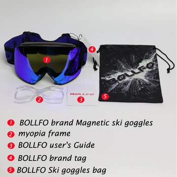 BOLLFO Brand Magnetic Ochelari de Schi Dublu Obiectiv alpinism UV400 ochelari Anti-ceata Ochelari de Schi Bărbați Femei ochelari cu snowmobilul