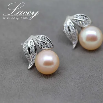 Nunta de argint cercei cu perle la Modă de apă Dulce 925 natural real pearl earing pentru womenfine bijuterii cadou