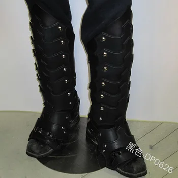 Retro Armuri Medievale Cosplay Pantofi Capac, Catarama din Piele PU rezistent la Apa Negru Maro Soldat Cavaleri Cizme Lungi-capac reglabil