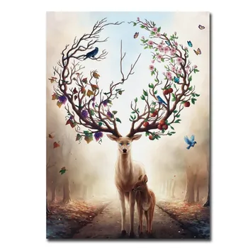 Nordic Elan Animal Pictura Postere Si Printuri de Arta de Perete Panza Pictura Poster Poze de Perete Pentru Camera de zi Decor Acasă nici un cadru