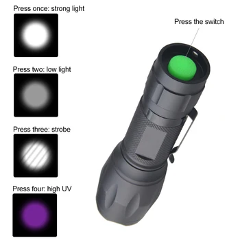 Zoomable 365nm Lanternă, rezistent la apa 4-Moduri-UV LED Bulb Lampa de Lumina 2 in 1 Controlați de Vânătoare de animale de Companie Petele de Scorpioni Lanterna